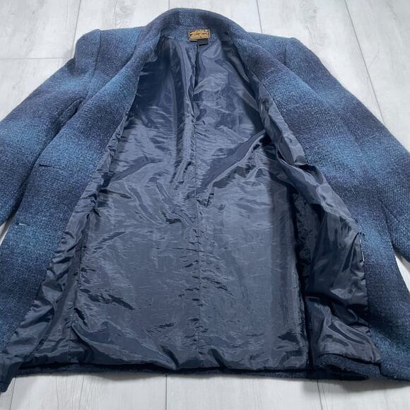 Eddie Bauer Women's Blue Plaid Two Butlton Wool Blazer Size M Vintage 90s - Picture 4 of 13